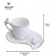 Xicara 90ml Café Porcelana Cute Birds Rosa Design Plate
